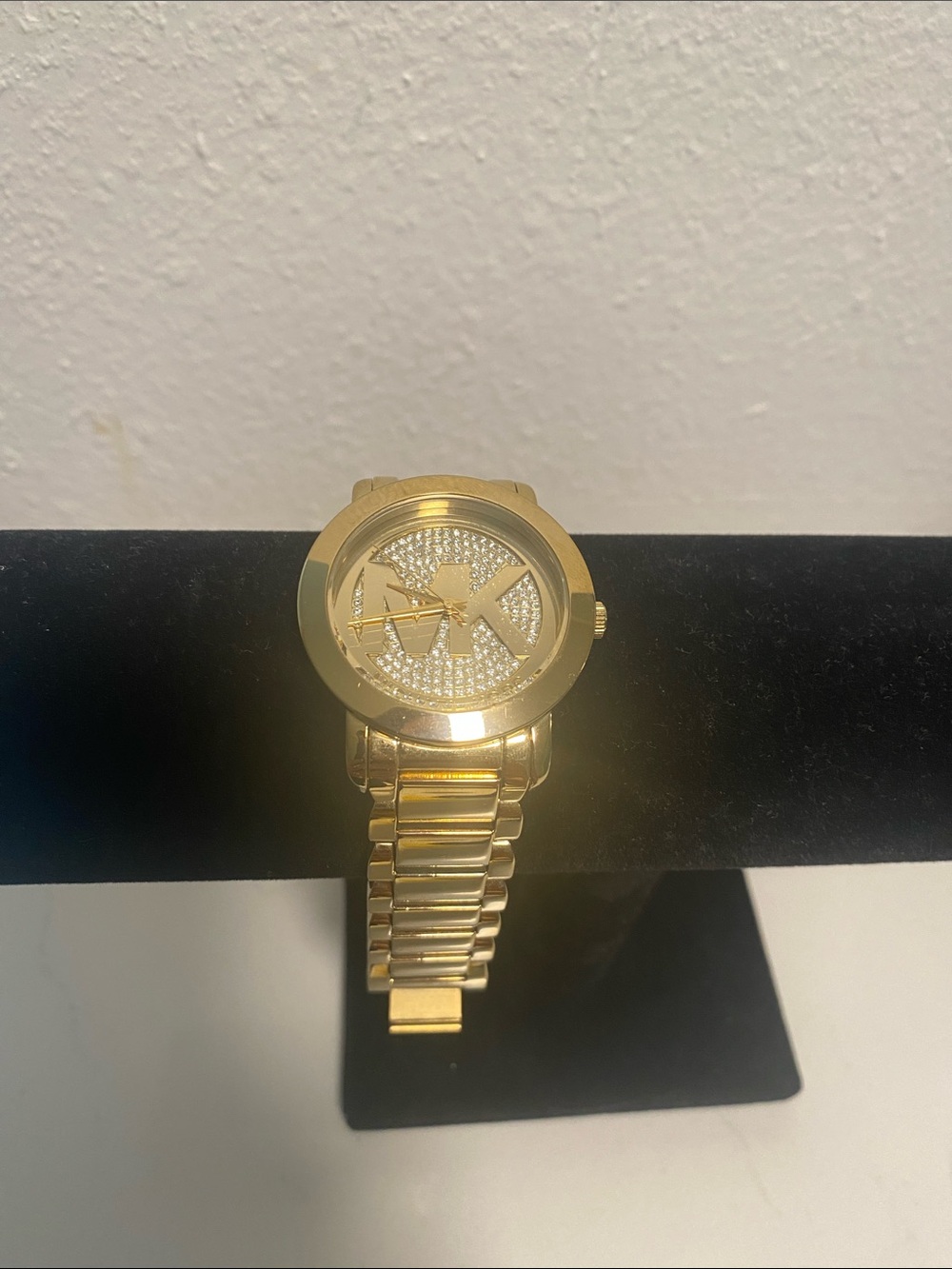 Michael Kors Gold Crystal MK Logo Bracelet Watch